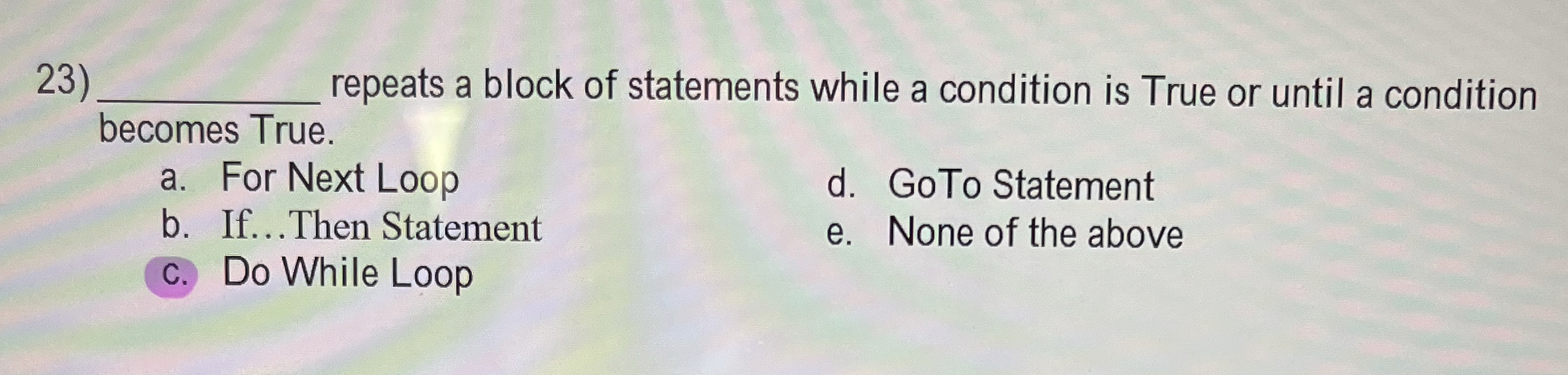 repeats a block of statements while a condition