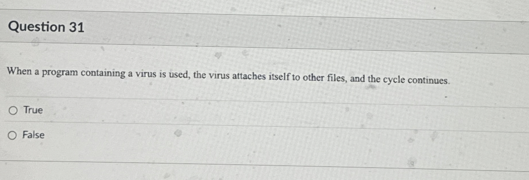 Question 3 1 When a program containing a virus is