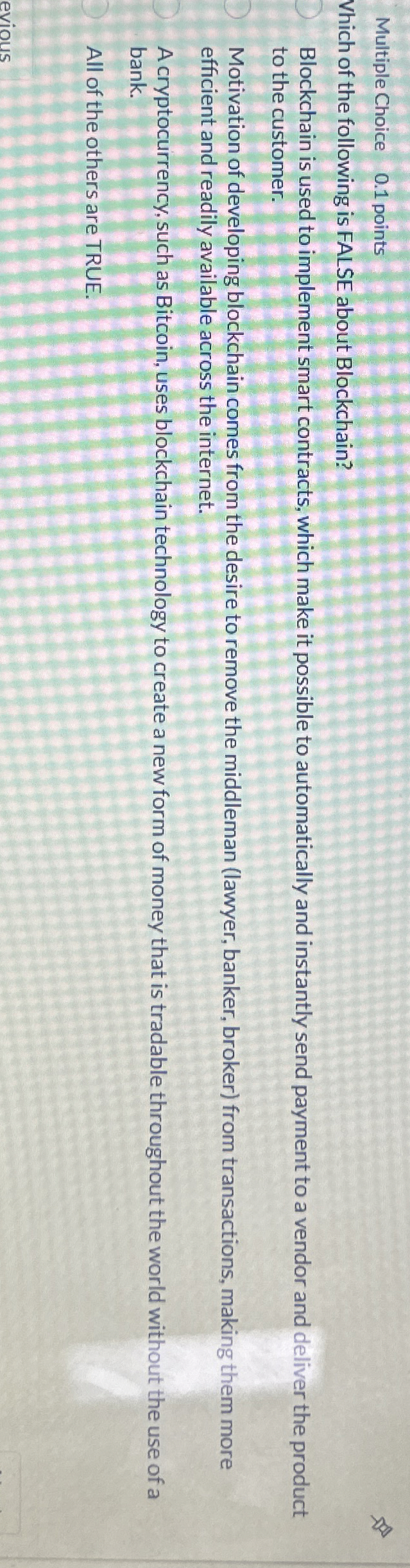 Multiple Choice 0 . 1 points Vhich of the