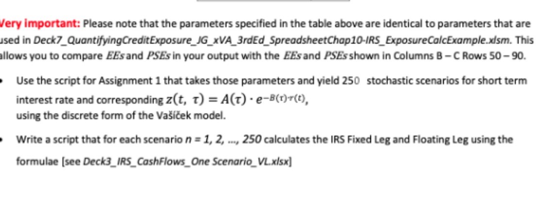 Very important: Please note that the parameters