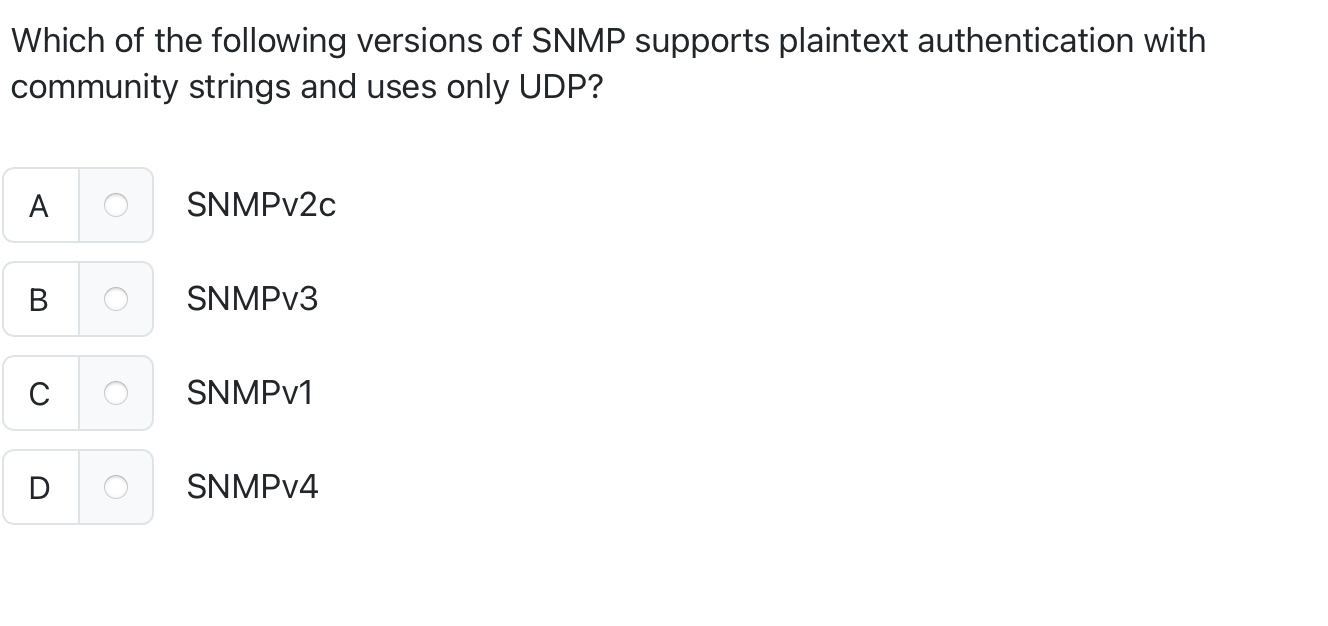Which of the following versions of SNMP supports