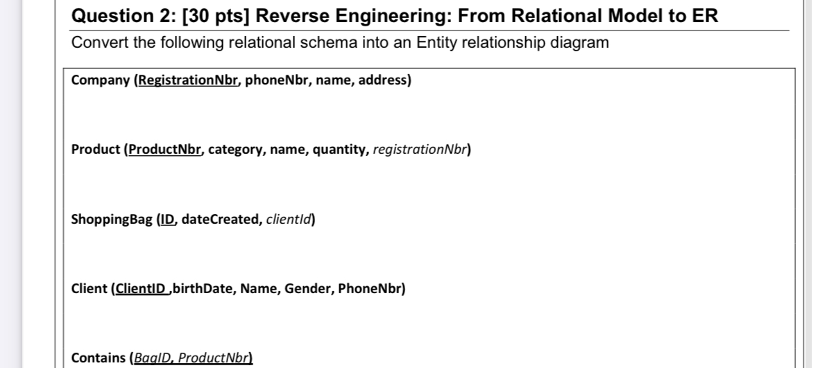 Question 2 : [ 3 0 pts ] Reverse Engineering: