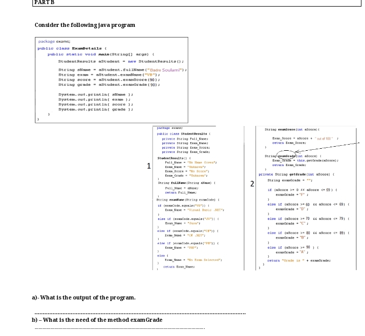 Consider the following java program ` ` ` package
