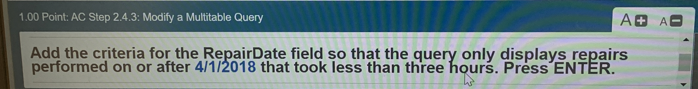 1 . 0 0 Point: AC Step 2 . 4 . 3 : Modify a