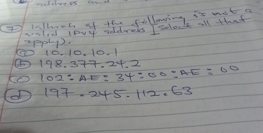 which of the following is not a valid IPV 4