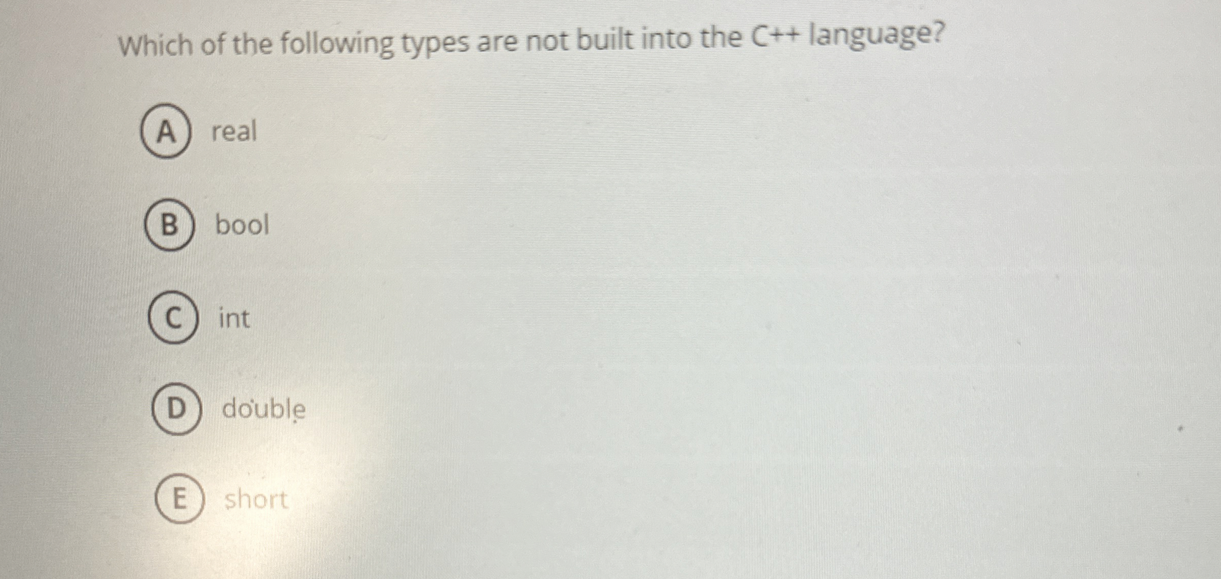 Which of the following types are not built into
