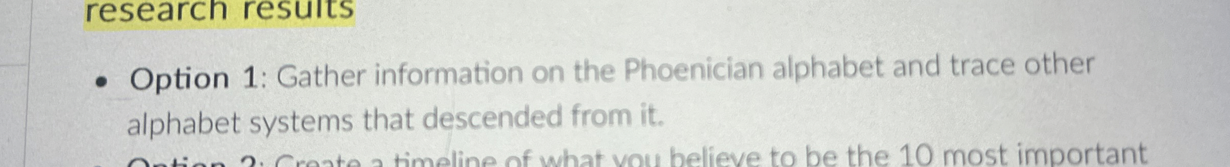 Option 1 : Gather information on the Phoenician