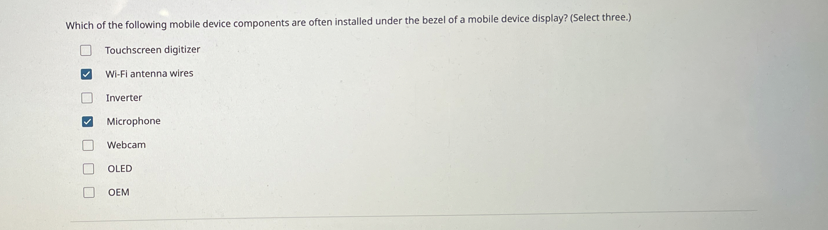 Which of the following mobile device components
