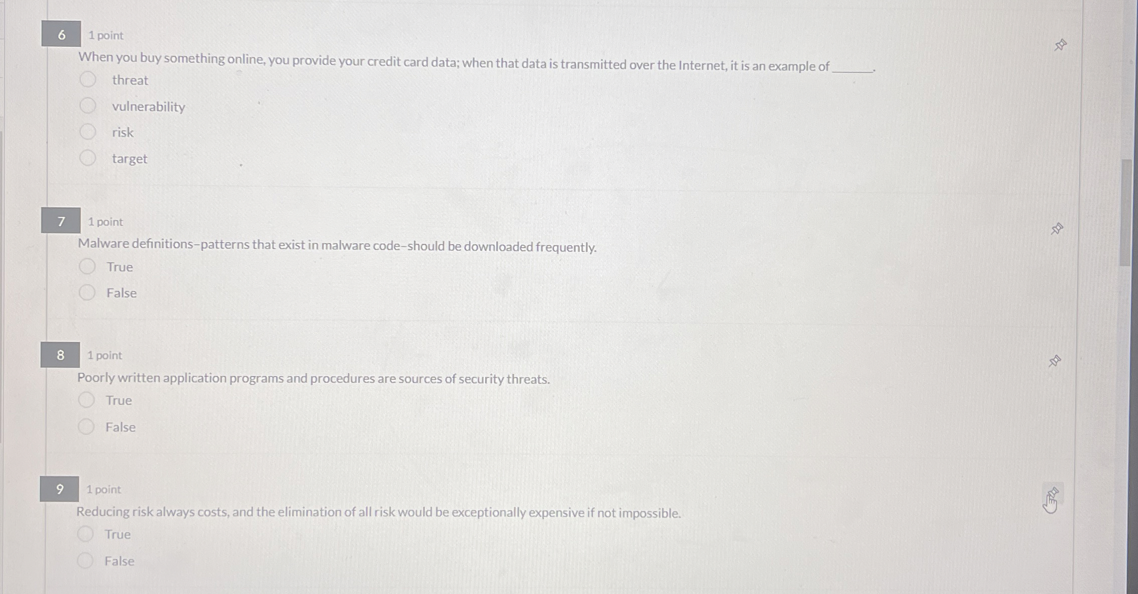 6 1 point When you buy something online, you