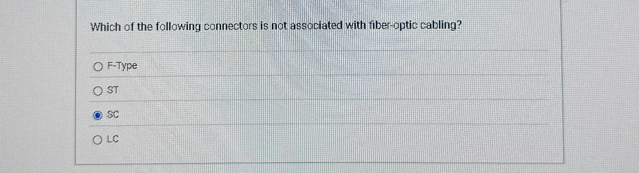 Which of the following connectors is not