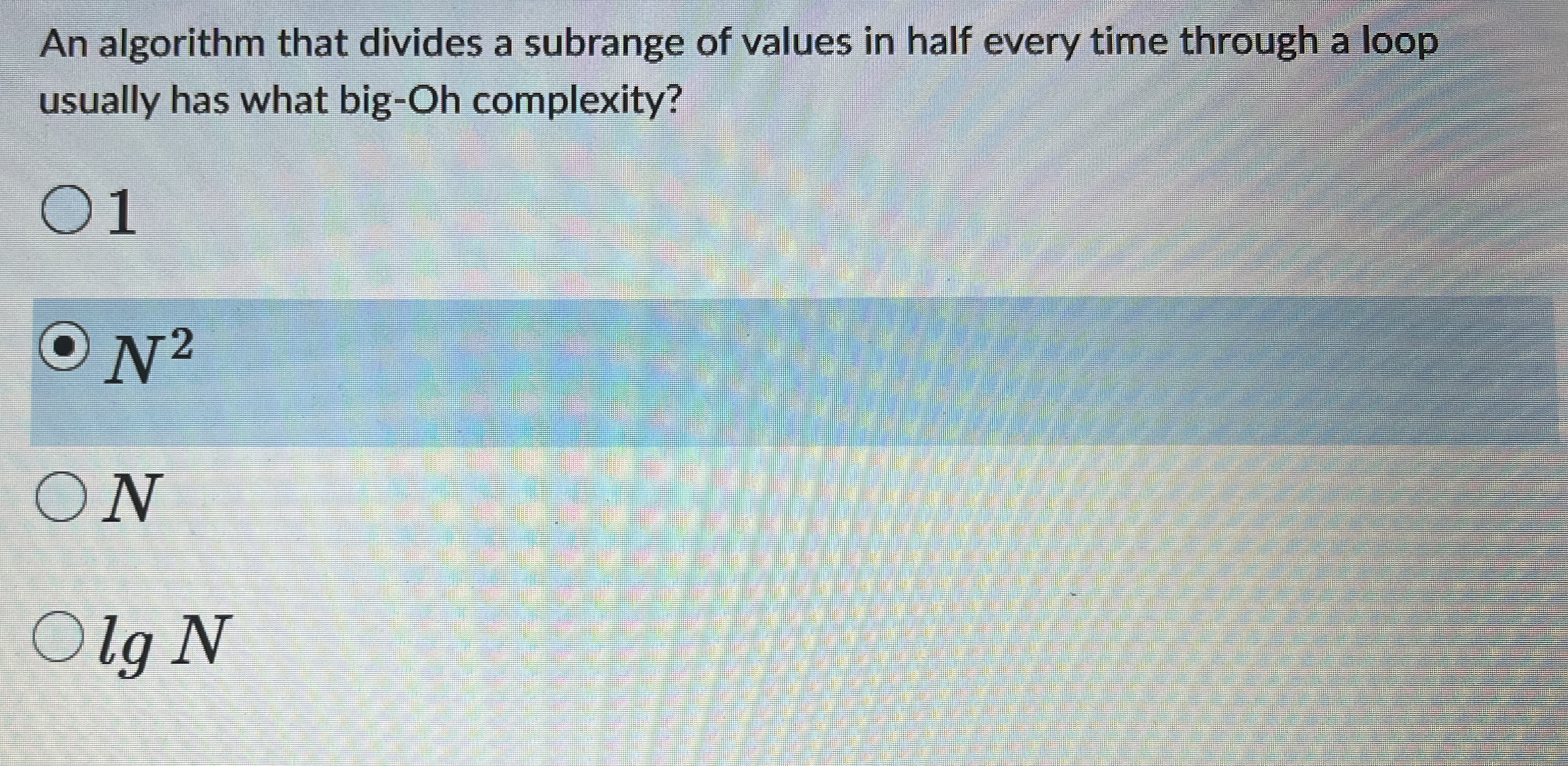 An algorithm that divides a subrange of values in