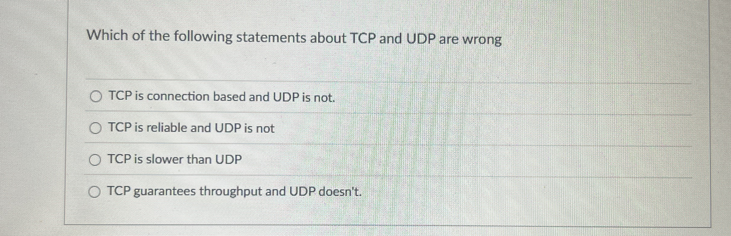 Which of the following statements about TCP and