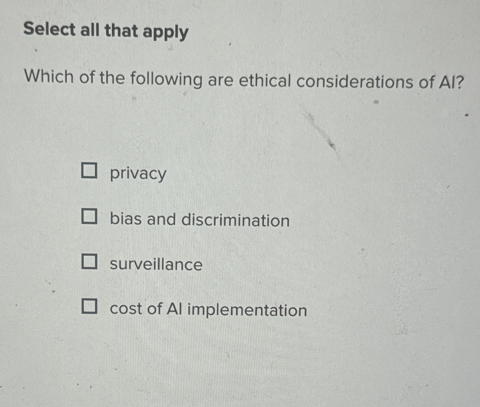 Select all that apply Which of the following are