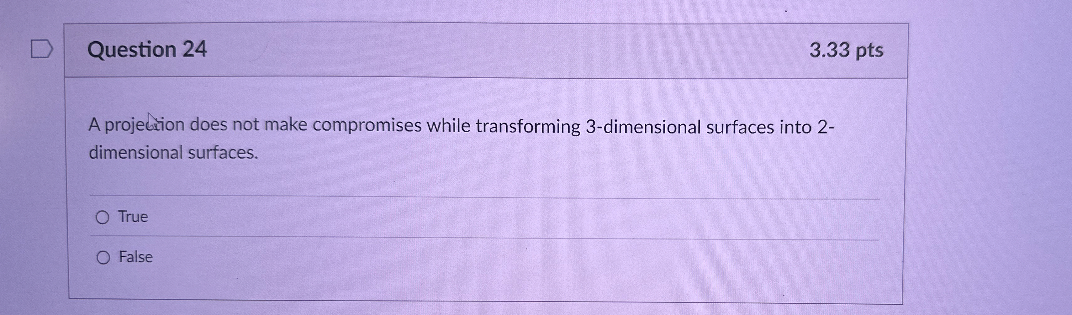 Question 2 4 A projection does not make