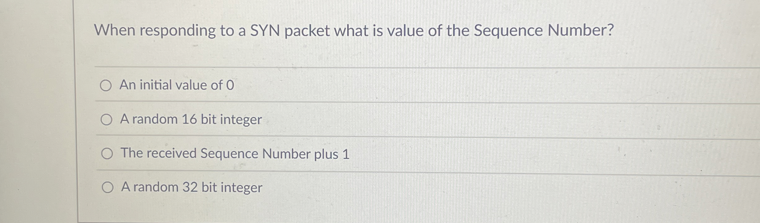 When responding to a SYN packet what is value of