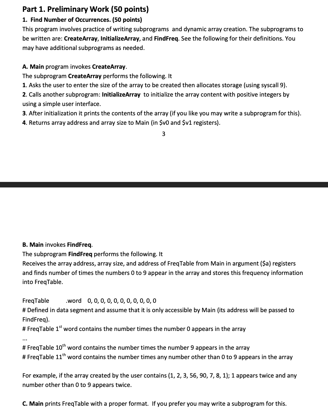 Part 1 . Preliminary Work ( 5 0 points ) 1 . Find