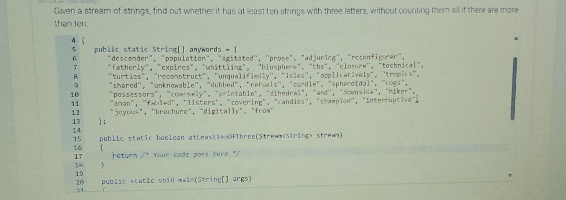 Given a stream of strings, find out whether it