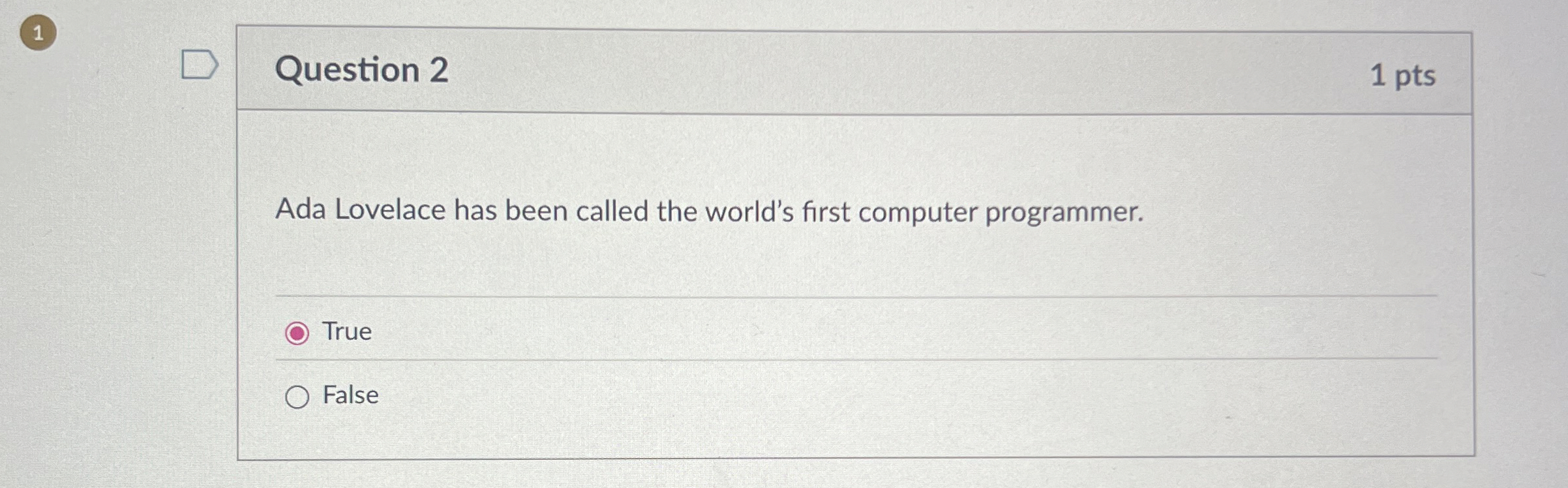 Question 2 Ada Lovelace has been called the