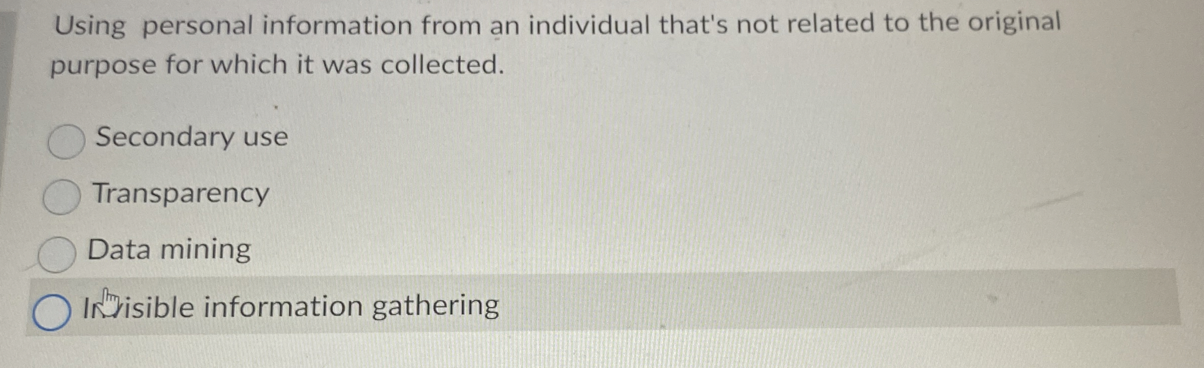 Using personal information from an individual