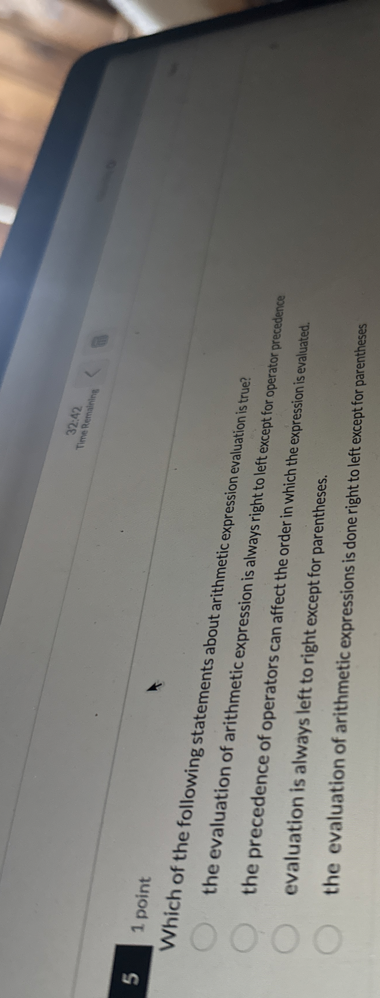 1 point Which of the following statements about