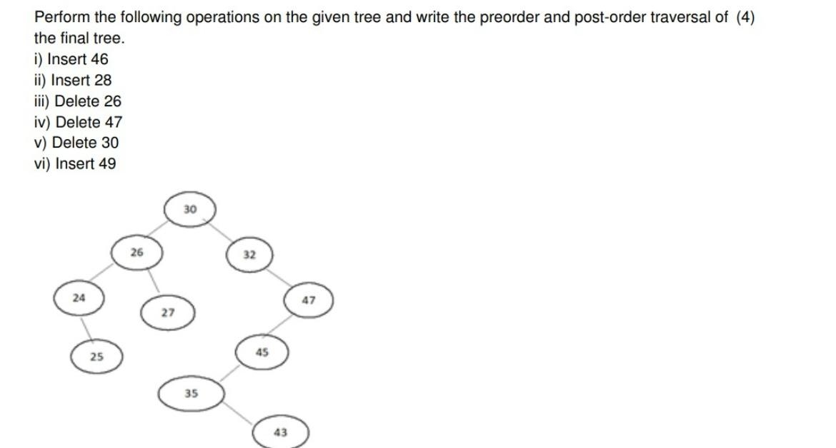 Perform the following operations on the given