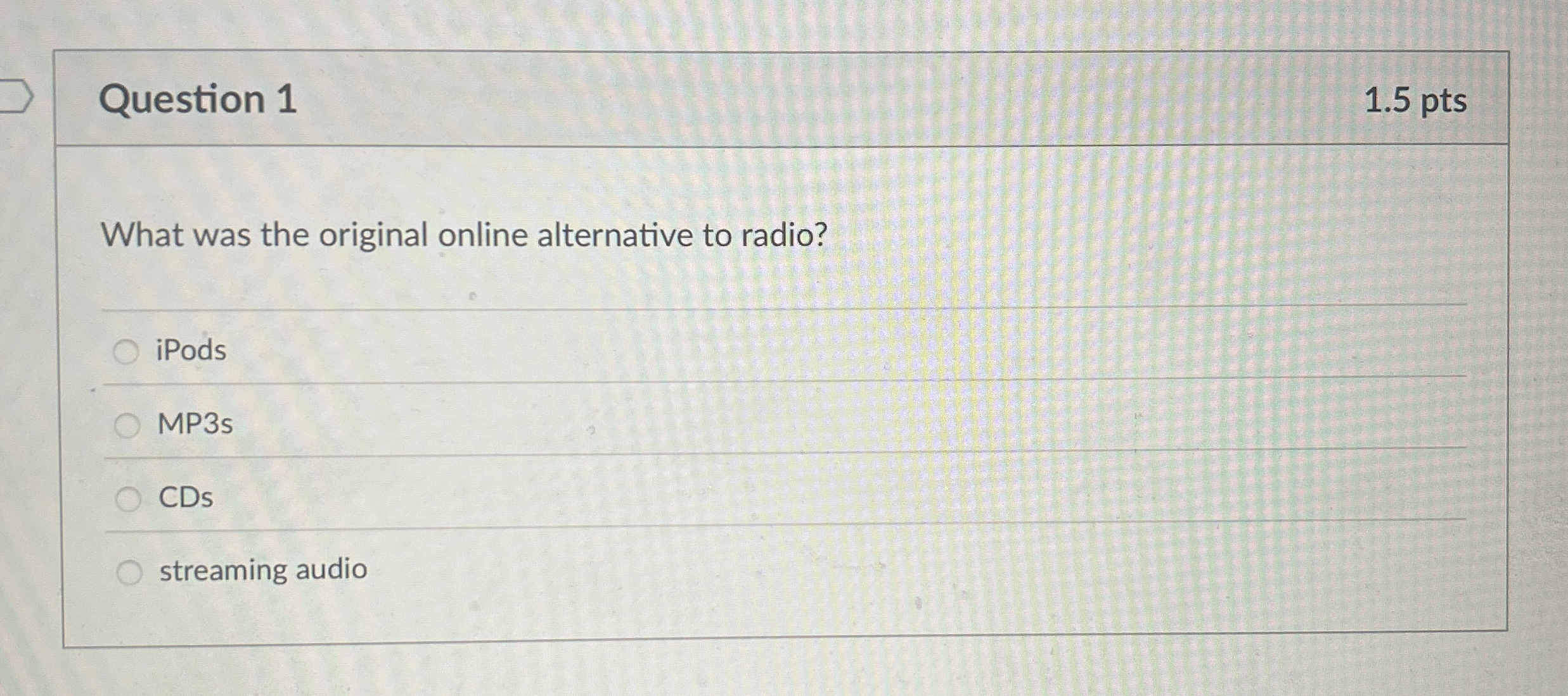Question 1 1 . 5 pts What was the original online