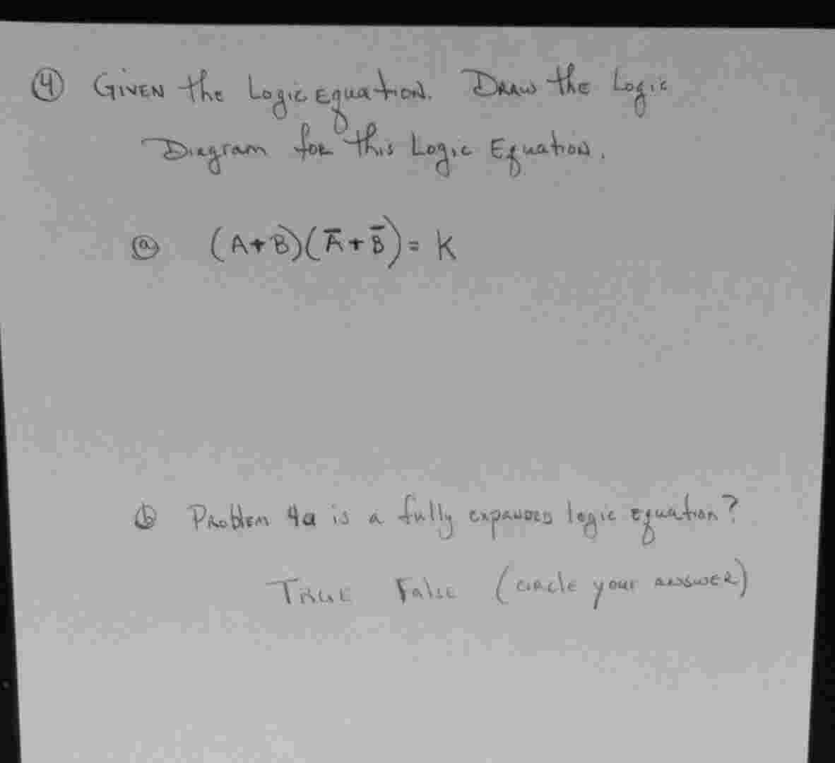 given the logic equation draw the diagram ( 1 )