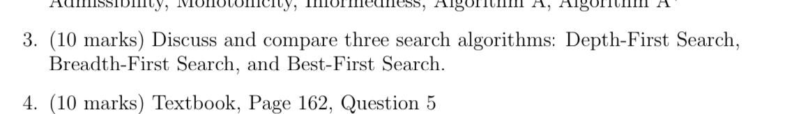 ( 1 0 marks ) Discuss and compare three search