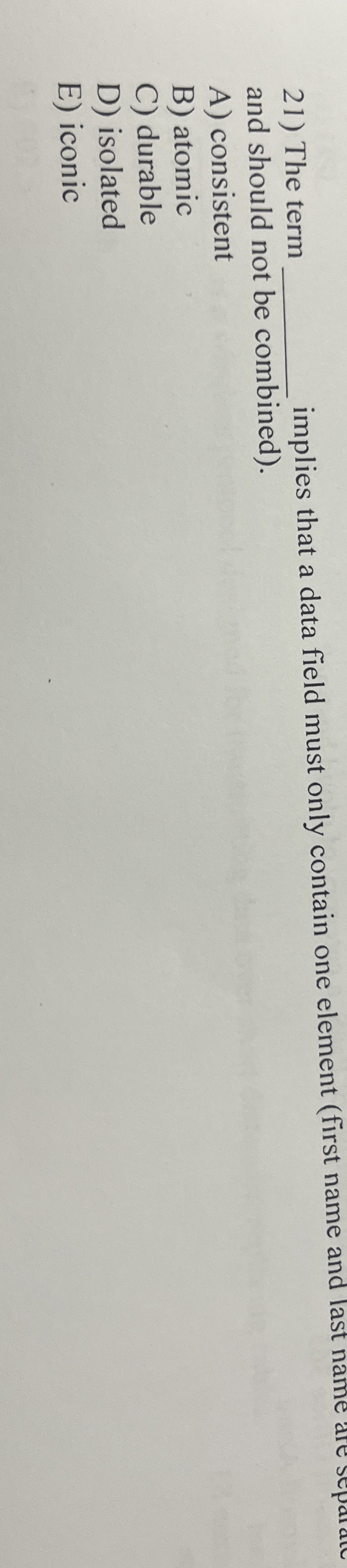 The term implies that a data field must only