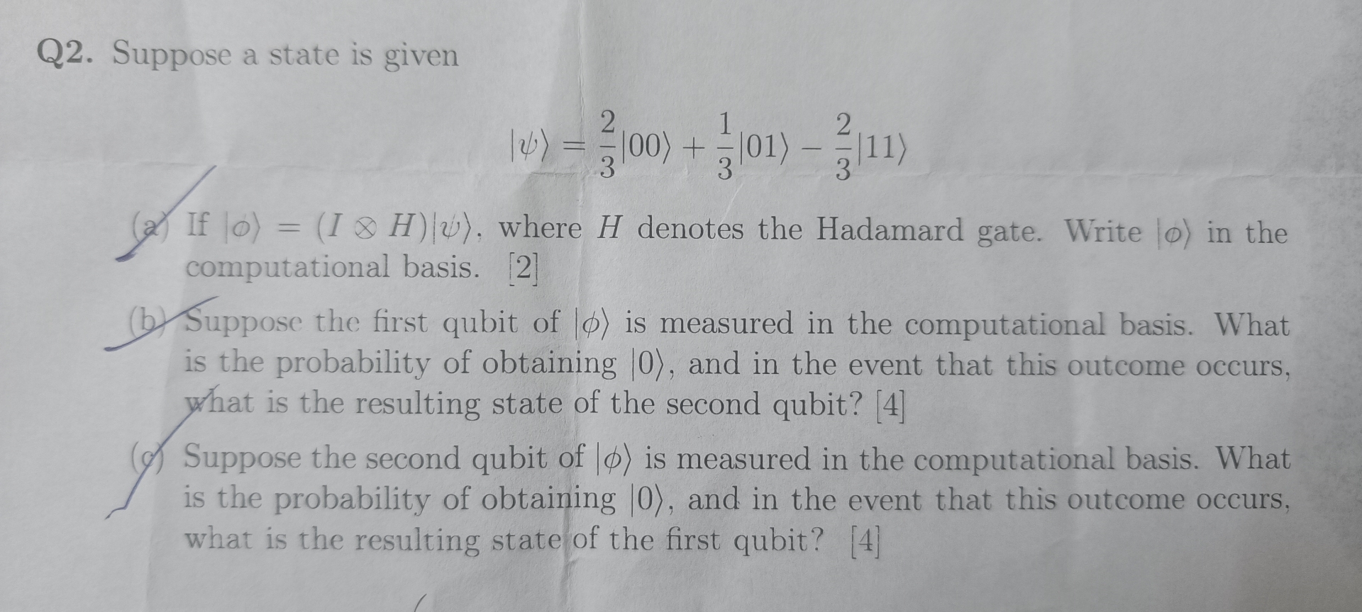 Q 2 . Suppose a state is given | |  style=