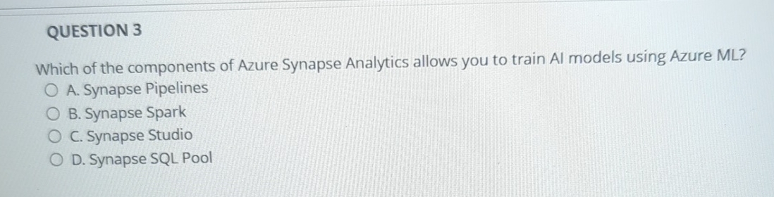 QUESTION 3 Which of the components of Azure