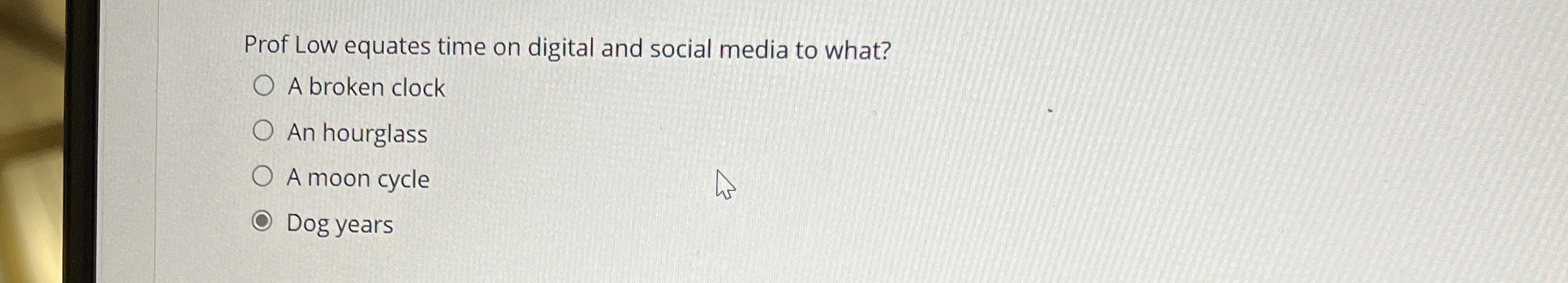 Prof Low equates time on digital and social media