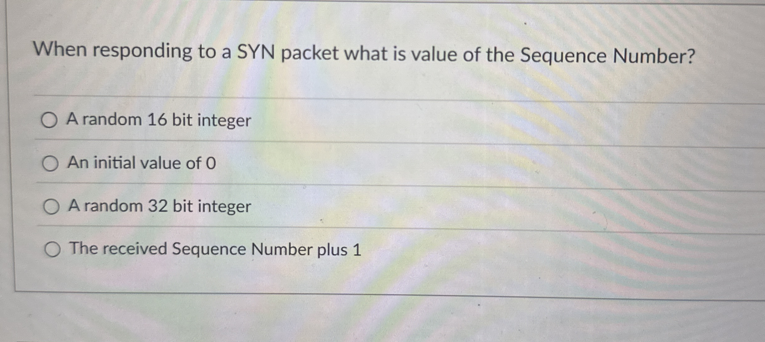 When responding to a SYN packet what is value of