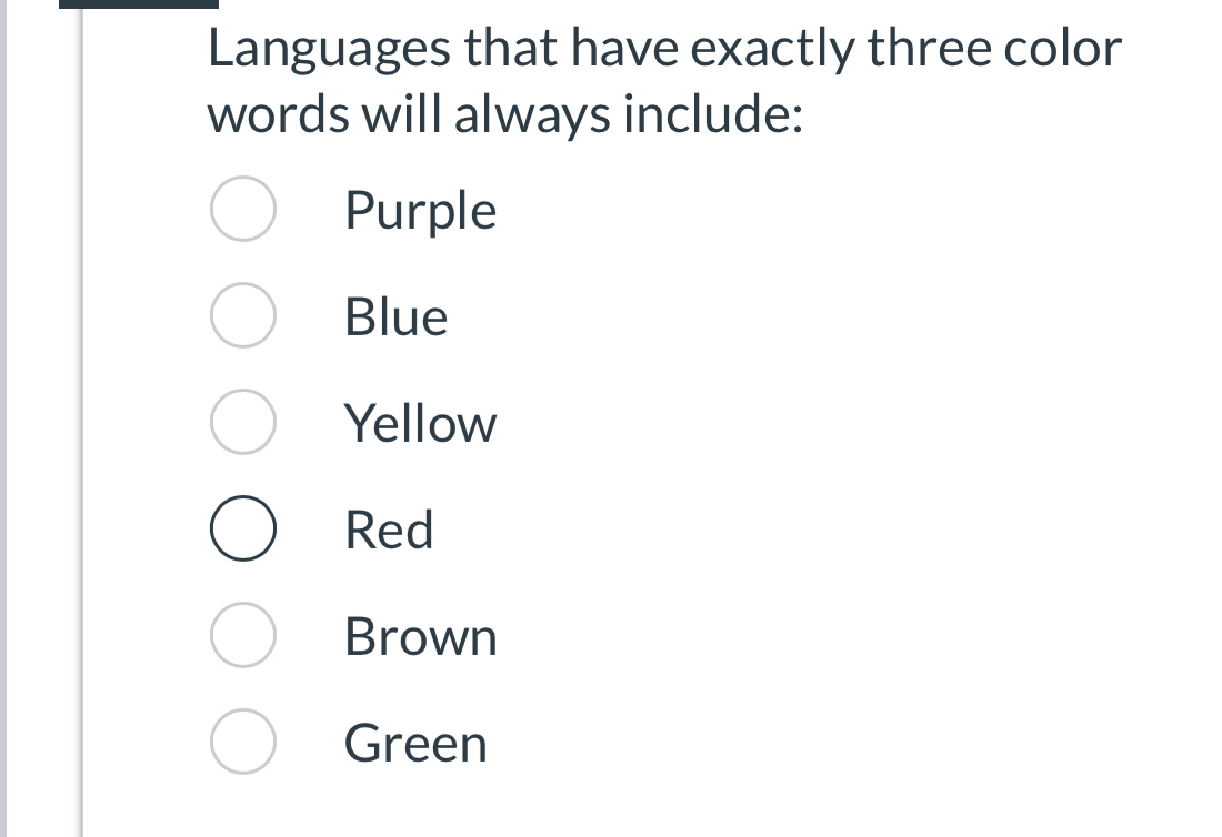Languages that have exactly three color words