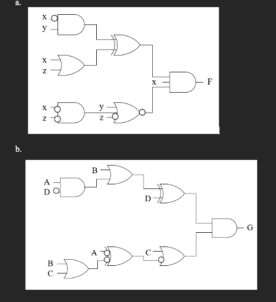7 ) Provide the Boolean expression for each of