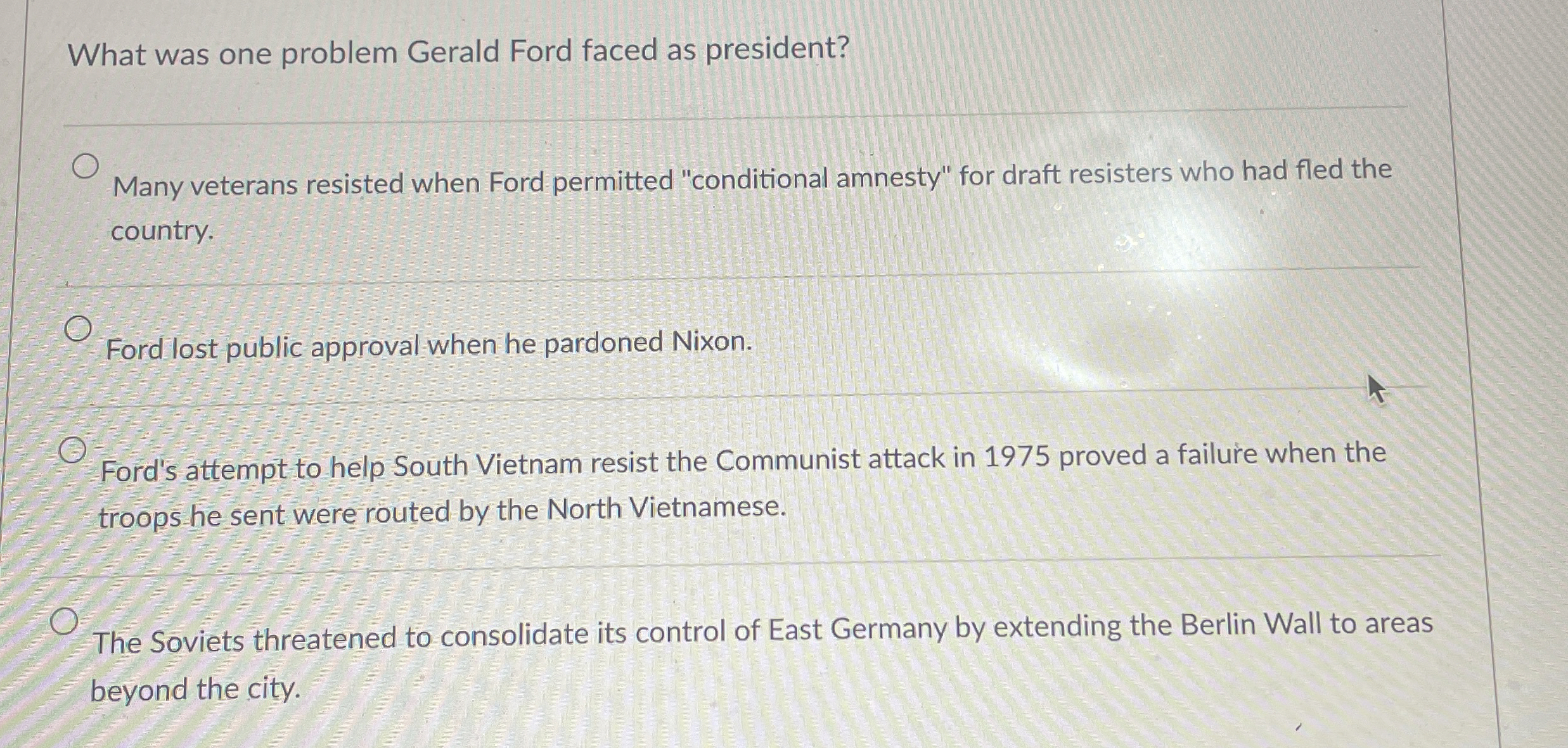 What was one problem Gerald Ford faced as