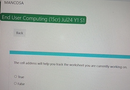 MANCOSA End User Computing ( 1 5 cr ) Jul 2 4 Y 1