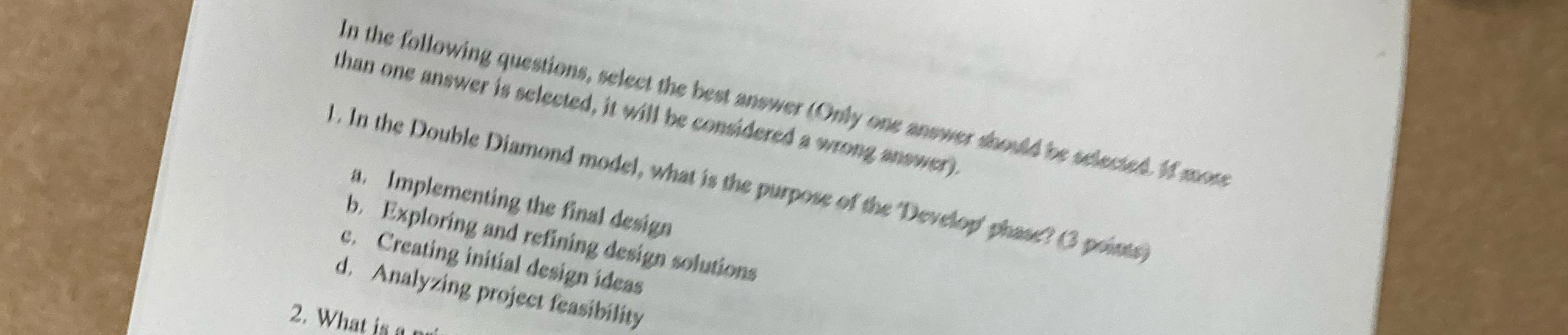 than one answer is selected, it will be