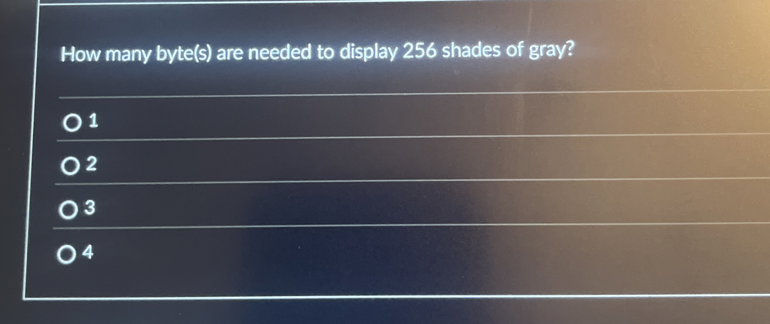 How many byte ( s ) are needed to display 2 5 6