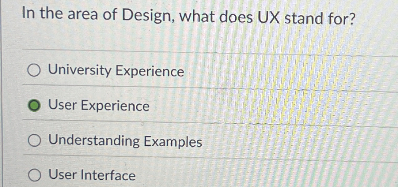 In the area of Design, what does UX stand for?