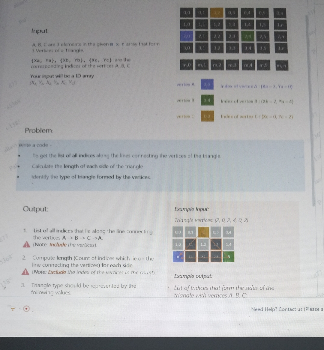 Input A . B , C are 3 elements in the given m n
