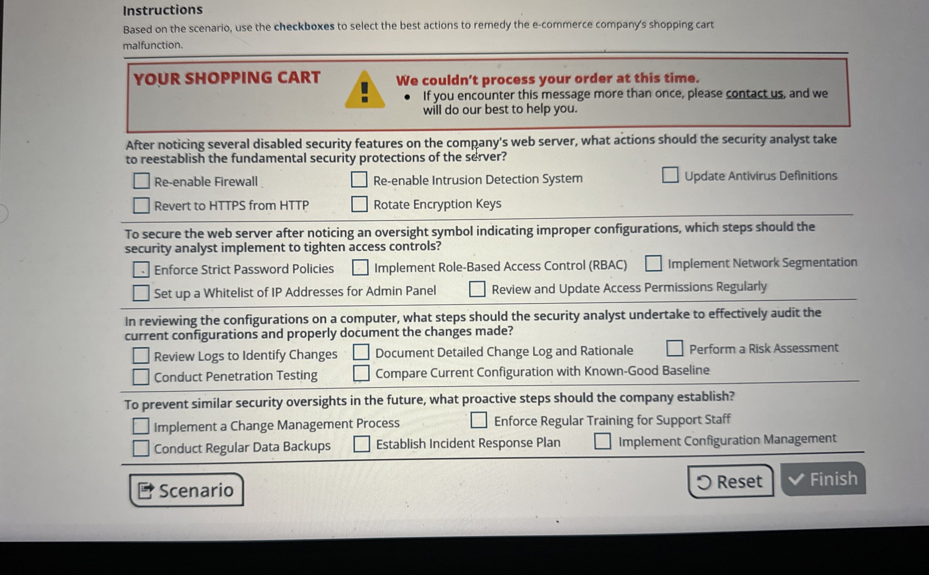 Instructions Based on the scenario, use the