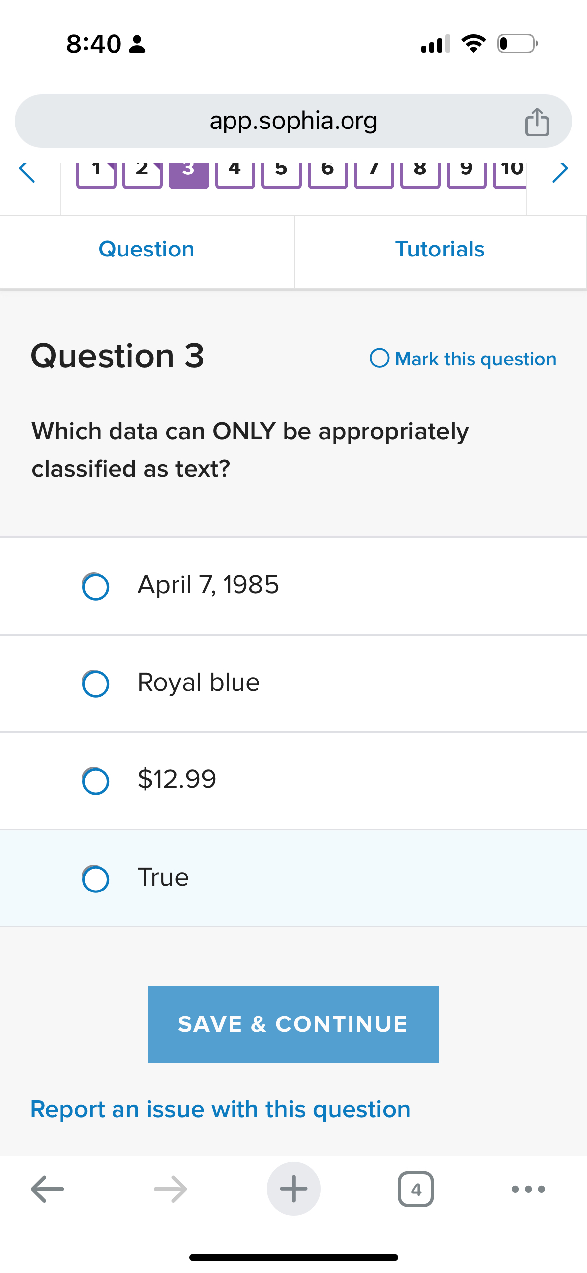 Question 3 Which data can ONLY be appropriately