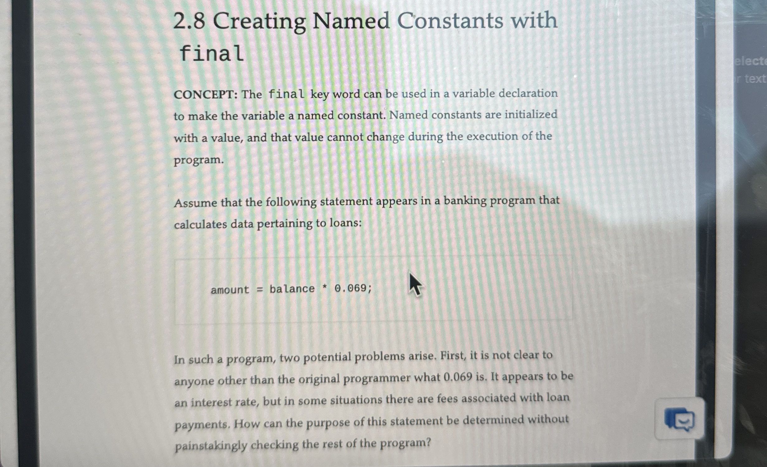 2 . 8 Creating Named Constants with final