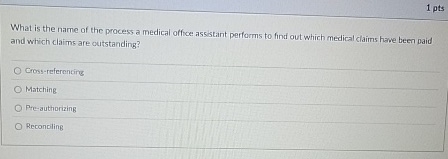 1 pts What is the name of the process a medical