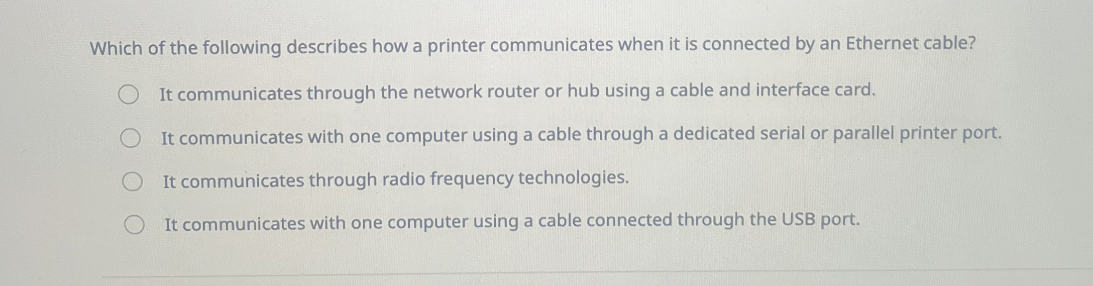 Which of the following describes how a printer