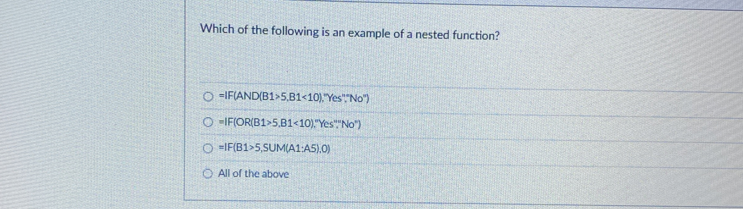 Which of the following is an example of a nested