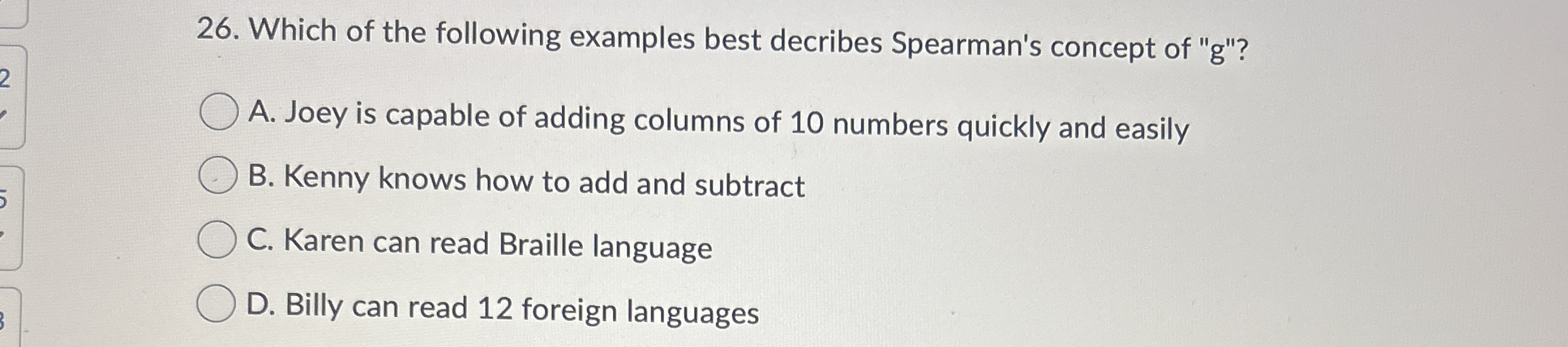 Which of the following examples best decribes