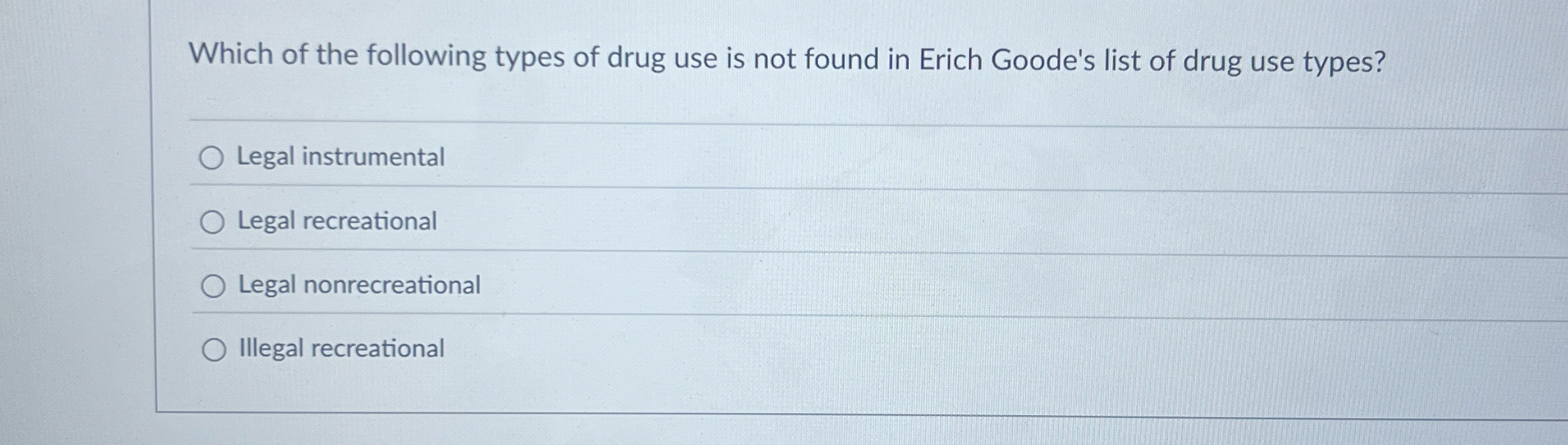 Which of the following types of drug use is not