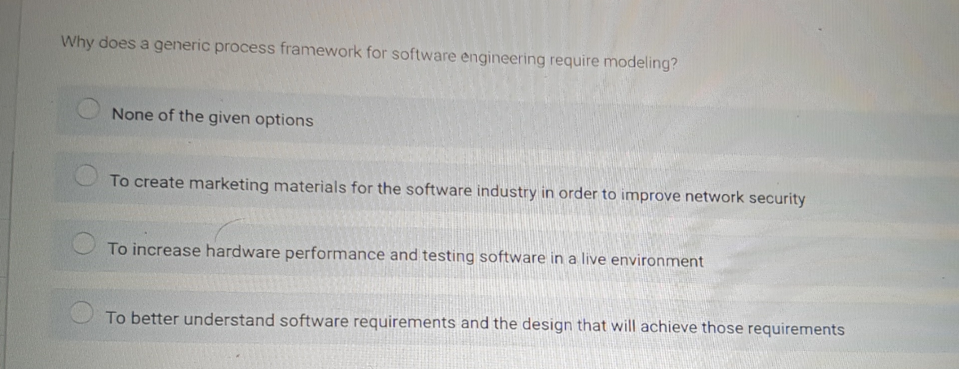 Why does a generic process framework for software